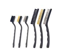 6 Piece Wire Brush Set - Steel, Brass & Nylon Brushes for Rust, Dirt & Weld Slag Removal on Metal Surfaces, Ideal for Household & Workshop Use (3 Large 22cm & 3 Small 17cm)