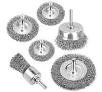 6 Piece Wire Brush Wheel Cup Brush Set, Wire Brush for Drill 1/4 Inch Arbor 0.012 Inch Coarse Carbon Steel Crimped Wire Wheel for Cleaning Rust, Stripping and Abrasive, for Drill Attachment