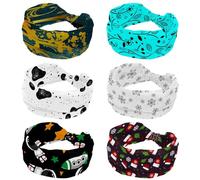 6 Piece Women’s Headbands Elastic Wide Headband Beautiful Leaf Pattern Non-Slip Hairband Moisture-Wicking Workout Head Band for Yoga, Gym, Running, Fitness, Sport