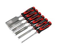 6 Piece Wood Chisel Set with Holder 6-38 mm - Pound Thru Long Handles