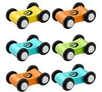 6-Piece Wooden Ramp Racer Set with Mini Cars, Toy Vehicle Track for Toddlers Kids, Fun Racing Game and Party Favor