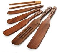 6-Piece Wooden Spurtle Set - Acacia Wood Kitchen Tools for Cooking, Mixing & Stirring - Non-Stick Safe Spurtle Spatula Set