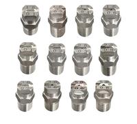 6 Pieces 1/8, 1/4, 3/8, 1/2 inch Pressure Washer Spray Flat Fan Nozzle Head 25°/40°/50°/65°/80°/95°/110° Stainless Steel high Pressure Cleaning Nozzle Easy to Install 1/4 2.8mm(0.11in) 110°