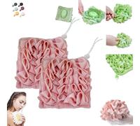 6 Pieces 2-in-1 Bath Soap Sponge, Shower Sponge, Loofah Shower Sponges, Drawstring Package, Soap Can Be Placed Inside, for Bathing and Smoothing The Skin, Unisex (17x17cm,2PCS-D)