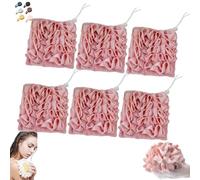 6 Pieces 2-in-1 Bath Soap Sponge, Shower Sponge, Loofah Shower Sponges, Drawstring Package, Soap Can Be Placed Inside, for Bathing and Smoothing The Skin, Unisex (17x17cm,6PCS-D)