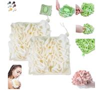6 Pieces 2-in-1 Bath Soap Sponge, Shower Sponge, Loofah Shower Sponges, Drawstring Package, Soap Can Be Placed Inside, for Bathing and Smoothing The Skin, Unisex (17x17cm,2PCS-A)