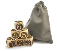 6 Pieces 20MM Wood Rolling Dice Laser Engraved Creative Design Arabic Number Pattern Wooden Dice Set Game Party Roll Dices