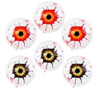 6 Pieces 22 Inch Halloween Eyeball Foil Balloons, 4D Round Eye Ball Mylar Balloons with Bloodshot Designs for Creepy Halloween Birthday Party Decorations, Haunted House, and Spooky Photo Props