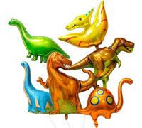 6 Pieces 35-50 Inches Large Inflatable Dinosaur Party Decorations, Dinosaur Balloons, Dinosaur Birthday Decorations for Kids, Jungle Theme Balloon Kit for Baby Shower and School Activities