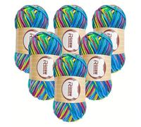 6 Pieces 50g Crochet Yarn Multi-Colored Acrylic Cotton Blend Knitting Hand Knitting Weaving Yarn-TD29 Purple Green Yellow