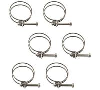 (6 Pieces) 55-60mm Double Wire Hose Clamp Pipe Tube Clamps 304 Stainless Steel Hose Clips