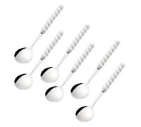 (6 Pieces) 7.48 Inch Exquisite Ceramic Spoon Household Stainless Steel Eating and Drinking Soup Spoon Coffee Spoon Tea Spoon (White)