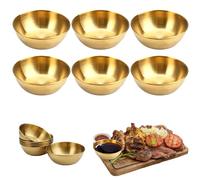 6 Pieces 8.2x3cm Gold Stainless Steel Bowls, Small Gold Dipping Sauce Bowls, Round Individual Saucer Bowls for Seasoning, Soy Sauce, Sushi Sauces & Appetizers