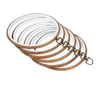 6 Pieces 8 inch Embroidery Hoop Frame, BOJVESH Imitated Wood Embroidery Display Frame Circle, Cross Stitch Hoop Ring, Round Embroidery Hoops for Art Craft Sewing and Hanging Ornaments (20cm)
