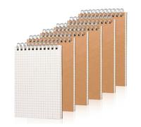 6 Pieces A6 Spiral Notepad, Small Spiral Notebook, Grid Diaries with Total Of 960 Squared Pages, Kraft Hardcover Memo Pads for Home, School, Office, Business