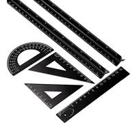 6 Pieces Aluminum Triangular Architect Scale Ruler Set, 2 Pieces 12 Inch Aluminum Scale Ruler with 4 Pieces Aluminum Triangle Ruler Square Set for Students, Draftsman and Engineers, Metric (Black)