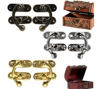 6 Pieces Antique Vintage Latch Hasp Clasp Lock, Trigger Latch Lock Vintage, Left Right Latches Hook Hasp, 32 X 27 Mm Swing Arm Clasp Latches for Jewelry Box Cabinet Toolbox Suitcase