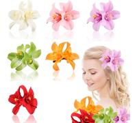 6 Pieces Artificial Flower Hair Clip Bohemian Flower Hairpin Hawaiian Plumeria Hair Pin for Holiday Seaside Bridal Hair Accessories Bobby Pins Headwear for Women