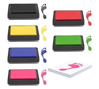 6 Pieces Baby Ink Pad Ink Pad, Baby Foot or Hand Print Set Colour Set Hand Print and Foot Print Print Set Paw Print Set Cat Dog Safe Reusable Easy to Wash