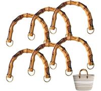 6 Pieces Bag Handles for Bag Making, Plastic Purse Handles, Bamboo Shape Handles, Bags Handle Replacement Accessories, DIY Bag Handles, U Shape Handbag Handle for Crochet Handmade Bag Shopping Bag