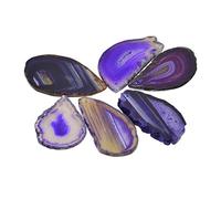 6 Pieces Beautiful Irregular Geode Agate Slice Drilled Agate Slices Pendant Charms Drilled Top, 1.97 - 3.14inches, with 1.5mm Hole for DIY Jewelry Making Necklace Accessories - purple, as described