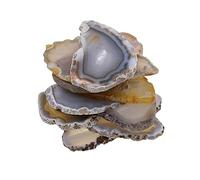 6 Pieces Beautiful Irregular Geode Agate Slice Drilled Agate Slices Pendant Charms Drilled Top, 1.97 - 3.14inches, with 1.5mm Hole for DIY Jewelry Making Necklace Accessories - raw gray, as described