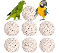6 Pieces Bird Parrot Chew Toy Sola Balls, Natural Parrot Soft Chew Shredding & Foraging Toy, Bird Foot Balls for Cockatiel Conure Quaker Budgie Parakeet Bunny Guinea Pig Chinchilla Rabbit