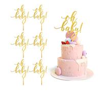 6 Pieces Birthday Cake Inserts, Oh Baby Acrylic Cake Inserts, Baby Cake Topper, Craft DIY Cake Tool Decoration, Suitable for Wedding Party Valentine's Day Cake Decoration