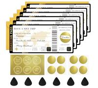 6 Pieces Black Ticket Scratch-off Cards with Envelopes, Personalised Scratch Boarding Pass,Unique Travel Gift Packaging, Scratch & Reveal Surprise Ticket for Valentine's Day, Birthday, Girlfriends