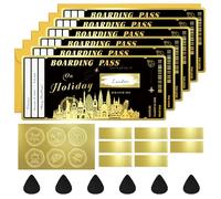 6 Pieces Boarding Pass Gift Ticket, Black Flight Ticket Scratch-off Card with Envelope, Unique Plane Ticket Gift, Scratch & Reveal Surprise Airplane ticket for Vacation, Trip, Birthday, Girlfriends