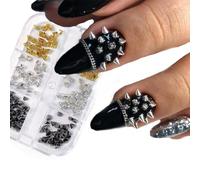 6 Pieces Bold Metal Nail Accessories Studs Unique Stud Set Powerful Decorative Punk Nail Decoration for Creative Manicure Design