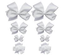 6 Pieces Bow Hair Accessories - Hair Clips and Ties, Satin Fabric Kids Headband (White) for Ladies Girls