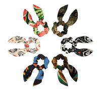 6 Pieces Bow Hair Scrunchies Rabbit Bunny Ear Scrunchies, Alien Standing Bizarre Pattern Bow Bowknot Scrunchies Bobbles Elastic Hair Ties Ropes Ponytail Holder Accessories for Women Girls