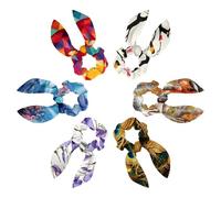 6 Pieces Bow Hair Scrunchies Rabbit Bunny Ear Scrunchies, Birds and Butterfly in Tree Pattern Bow Bowknot Scrunchies Bobbles Elastic Hair Ties Ropes Ponytail Holder Accessories for Women Girls