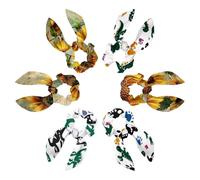 6 Pieces Bow Hair Scrunchies Rabbit Bunny Ear Scrunchies, Cartoon Dinosaurs Paw Pattern Bow Bowknot Scrunchies Bobbles Elastic Hair Ties Ropes Ponytail Holder Accessories for Women Girls