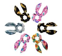6 Pieces Bow Hair Scrunchies Rabbit Bunny Ear Scrunchies, Colorful Love Heart Pattern Bow Bowknot Scrunchies Bobbles Elastic Hair Ties Ropes Ponytail Holder Accessories for Women Girls