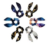 6 Pieces Bow Hair Scrunchies Rabbit Bunny Ear Scrunchies, Crane Fan Flower Golden Pattern Bow Bowknot Scrunchies Bobbles Elastic Hair Ties Ropes Ponytail Holder Accessories for Women Girls