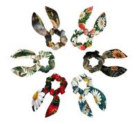 6 Pieces Bow Hair Scrunchies Rabbit Bunny Ear Scrunchies, Daisy Flower Watermelon Pattern Bow Bowknot Scrunchies Bobbles Elastic Hair Ties Ropes Ponytail Holder Accessories for Women Girls