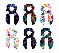 6 Pieces Bow Hair Scrunchies Rabbit Bunny Ear Scrunchies, Dark Colorful Dragonfly Pattern Bow Bowknot Scrunchies Bobbles Elastic Hair Ties Ropes Ponytail Holder Accessories for Women Girls
