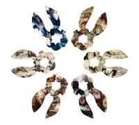 6 Pieces Bow Hair Scrunchies Rabbit Bunny Ear Scrunchies, Farm Animals and Daisy Flowers Bow Bowknot Scrunchies Bobbles Elastic Hair Ties Ropes Ponytail Holder Accessories for Women Girls