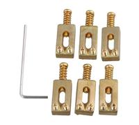 6 Pieces Brass Electric Guitar Bridge Saddles Gold Color with Wrench
