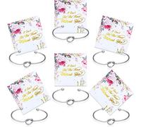 6 Pieces Bridesmaid Bracelet Knot Cuff Bangle with I Can't Tie The Knot Without You Bridesmaid Cards (Gold)
