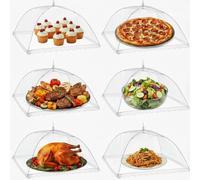 6 pieces Cake Fruit Cover 17 inches Food Umbrellas Domes Reusable and Collapsible Mesh Pop Up Food Cover for Outdoors Parties Picnics BBQs Screen Tents