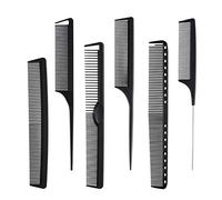 6 Pieces Carbon Fiber Hair Combs Set, General Styling Grooming Comb, Anti Static Heat Resistant Hairdressing Comb, Fine and Wide Tooth Hair Barber Comb, Rat Tail Comb