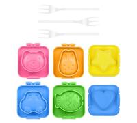 6 Pieces Cartoon Rice Ball Molds and 3 Pieces Plastic Forks, Egg Molds, DIY Rice Ball Tools, Creative Rice Ball Tools, Children's Rice Ball Molds