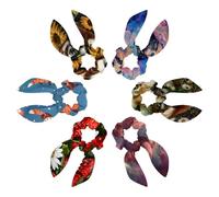 6 Pieces Cat Ice Cream Galaxy Planets Bow Hair Elastics Scrunchies Bunny Ear Scarf Scrunchies Bow Hair Scrunchies Ponytail Holder Scrunchy Ties Hair Bands for Women Girls