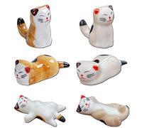 6 Pieces Ceramic Chopsticks Rest, Ceramic Cat Sticks Rest, for Kitchen, Dining Table, Cutlery Storage