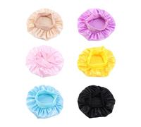 6 Pieces Children'S Nightcaps, Classic And Fashionable, Simple Solid Color, Round Elastic Shower Cap, Soft Resin, Multi-Functional Hair Care Cap.