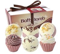 6 Pieces Chocolate Cake Bath Bomb Gift Set, Vegan Friendly Bath Fizzers, Ideal Relaxation Present, Valentine Gifts for Her