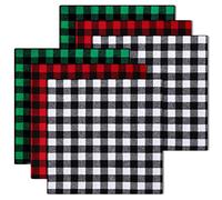 6 Pieces Christmas Buffalo Plaid Cotton Fabric 20 x 20 Inch Christmas Printing Quilting Fabric Squares Black and White Plaid Sewing Patchwork Fabric Christmas DIY Fabric for DIY Craft Supplies